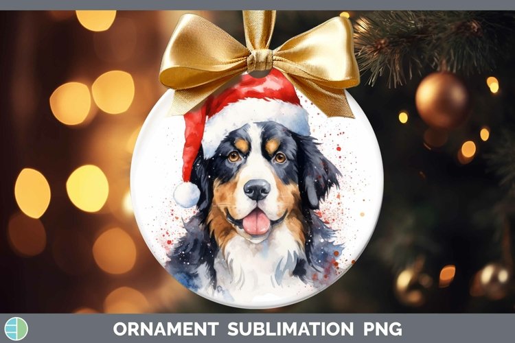 Santa Hat Bermese Mountain Dog Ornament Sublimation Bauble D