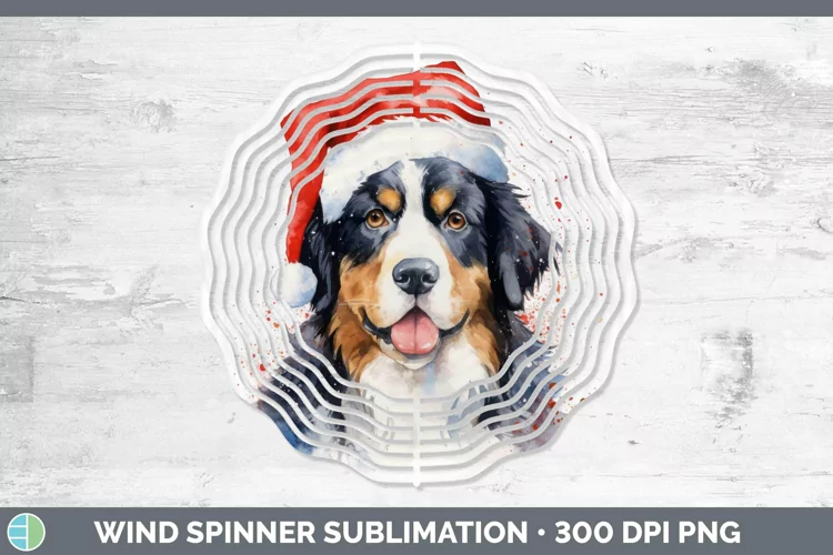 Santa Hat Bermese Mountain Dog Wind Spinner Sublimation Spin