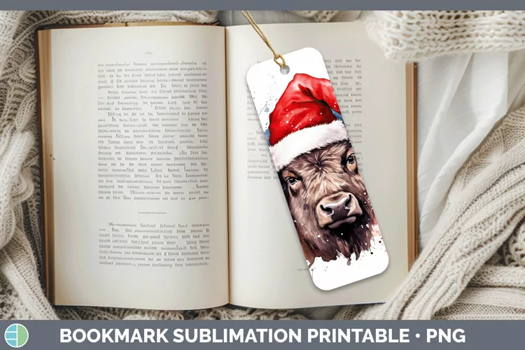 Santa Hat Bison Bookmark Sublimation Printable Designs