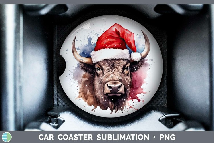 Santa Hat Bison Car Coaster Sublimation Coaster Designs