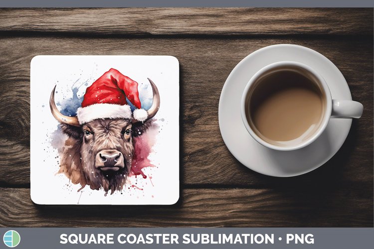Santa Hat Bison Square Coaster Sublimation Coaster Designs