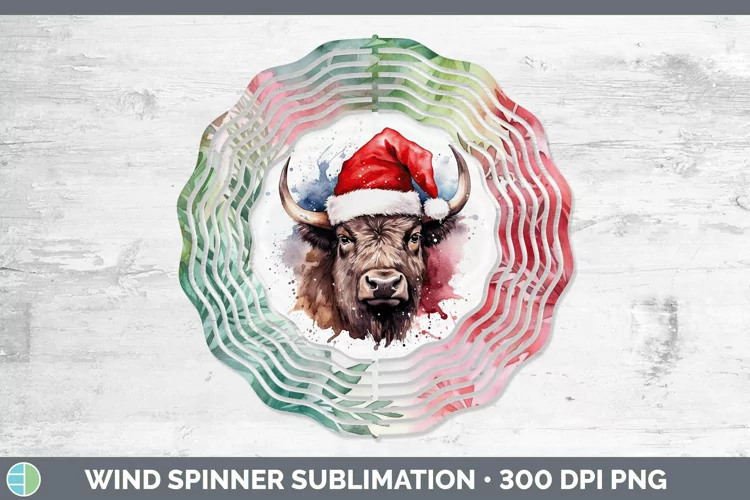 Santa Hat Bison Wind Spinner Sublimation Spinner Designs