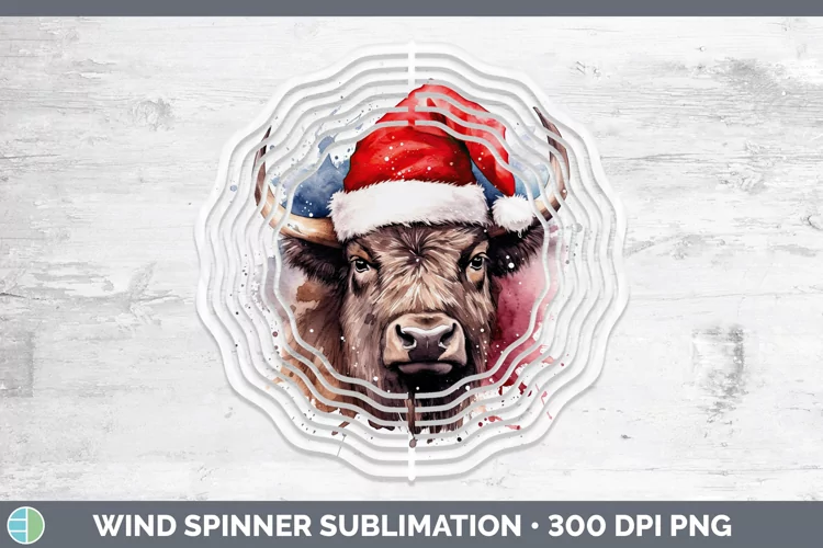 Santa Hat Bison Wind Spinner Sublimation Spinner Designs