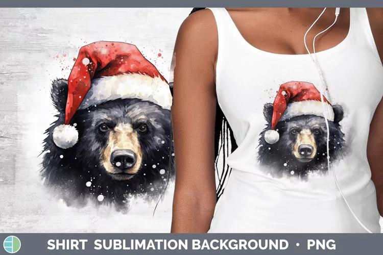 Santa Hat Black Bear Shirt Sublimation Sublimation Backgroun