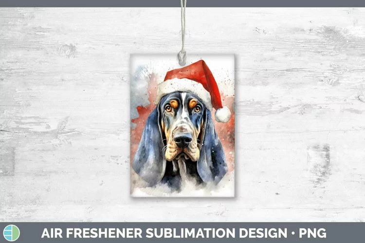 Santa Hat Bluetick Coonhound Air Freshener Sublimation Car F