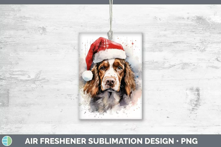 Santa Hat Brittany Dog Air Freshener Sublimation Car Freshen