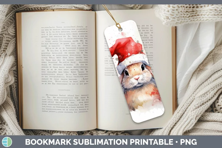 Santa Hat Bunny Bookmark Sublimation Printable Designs