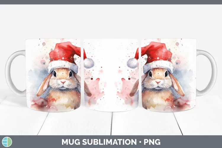 Santa Hat Bunny Mug Wrap Sublimation Coffee Cup Designs