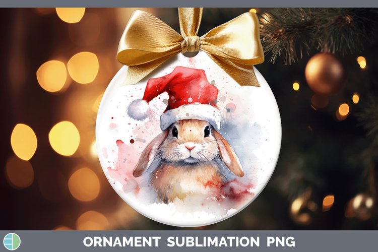 Santa Hat Bunny Ornament Sublimation Bauble Designs