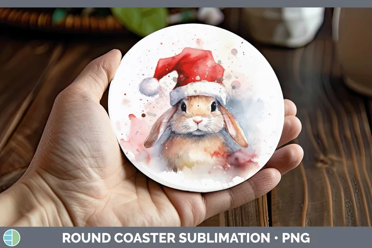 Santa Hat Bunny Round Coaster Sublimation Coaster Designs