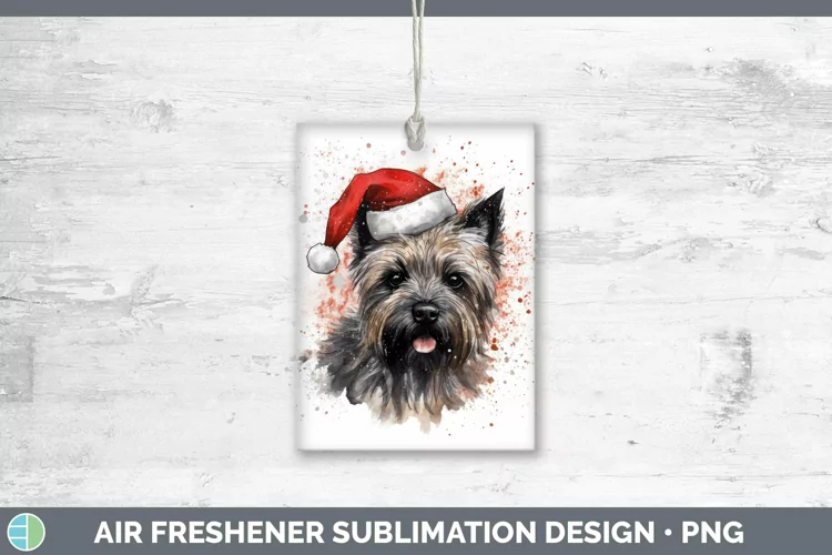 Santa Hat Cairn Terrier Air Freshener Sublimation Car Freshe