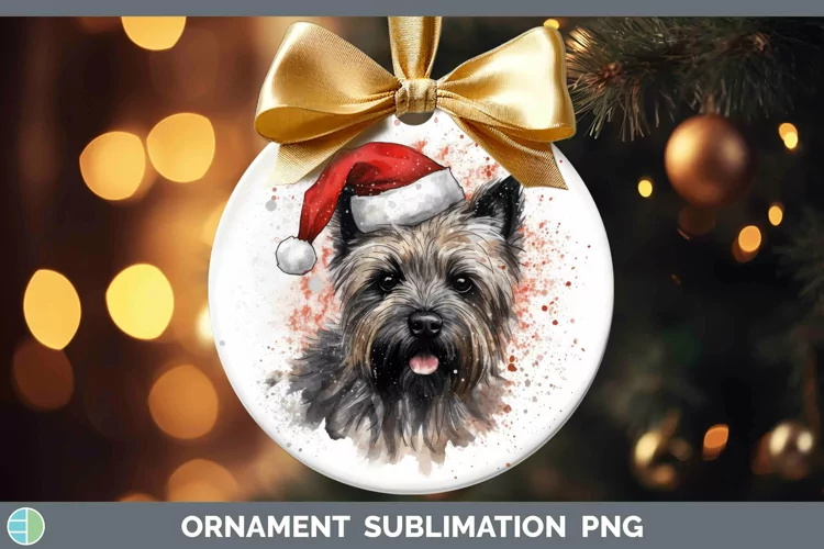Santa Hat Cairn Terrier Ornament Sublimation Bauble Designs