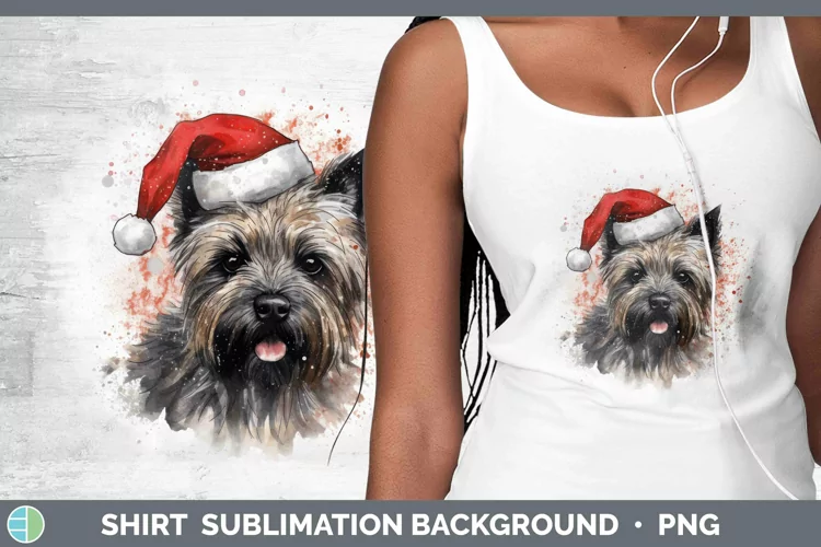 Santa Hat Cairn Terrier Shirt Sublimation Sublimation Backgr