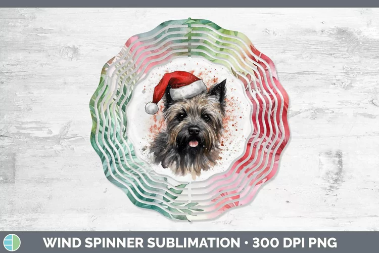 Santa Hat Cairn Terrier Wind Spinner Sublimation Spinner Des