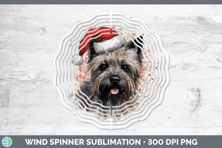 Santa Hat Cairn Terrier Wind Spinner Sublimation Spinner Des