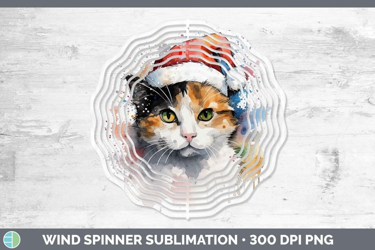 Santa Hat Calico Cat Wind Spinner Sublimation Spinner Design