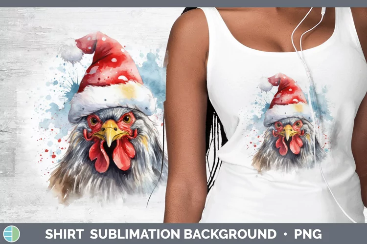 Santa Hat Chicken Shirt Sublimation Sublimation Background D