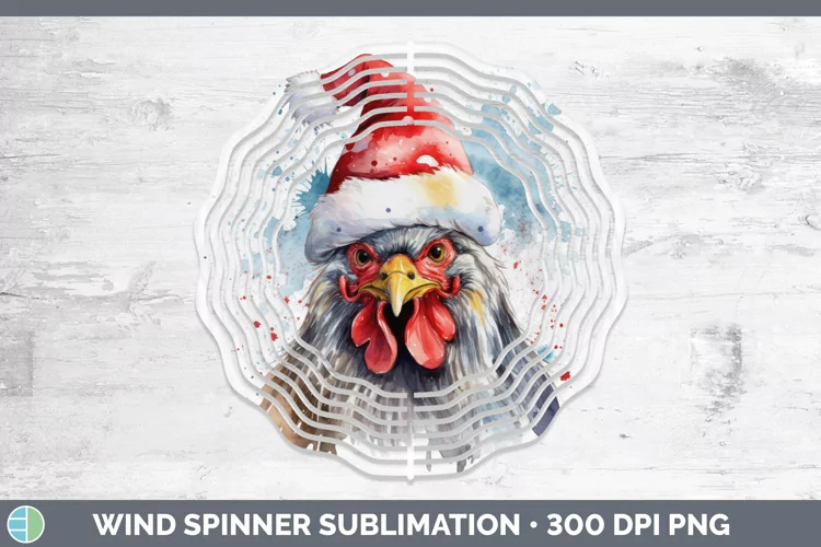 Santa Hat Chicken Wind Spinner Sublimation Spinner Designs