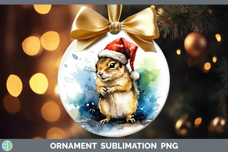 Santa Hat Chipmunk Ornament Sublimation Bauble Designs