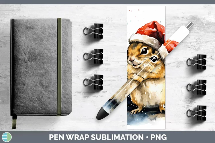 Santa Hat Chipmunk Pen Wrap Sublimation Epoxy Pen Designs