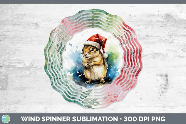 Santa Hat Chipmunk Wind Spinner Sublimation Spinner Designs