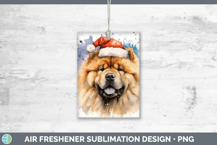 Santa Hat Chow Chow Air Freshener Sublimation Car Freshener