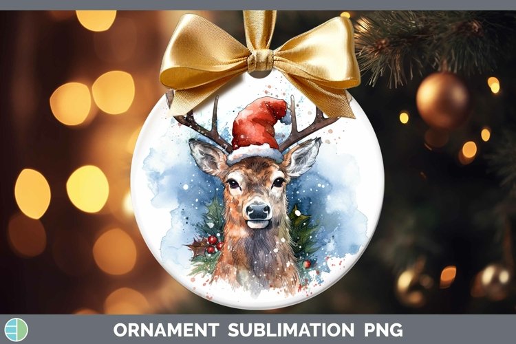 Santa Hat Deer Ornament Sublimation Bauble Designs