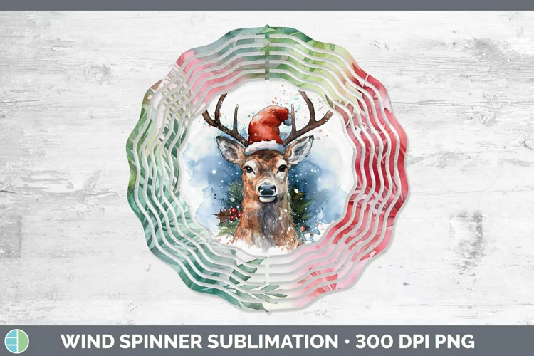 Santa Hat Deer Wind Spinner Sublimation Spinner Designs
