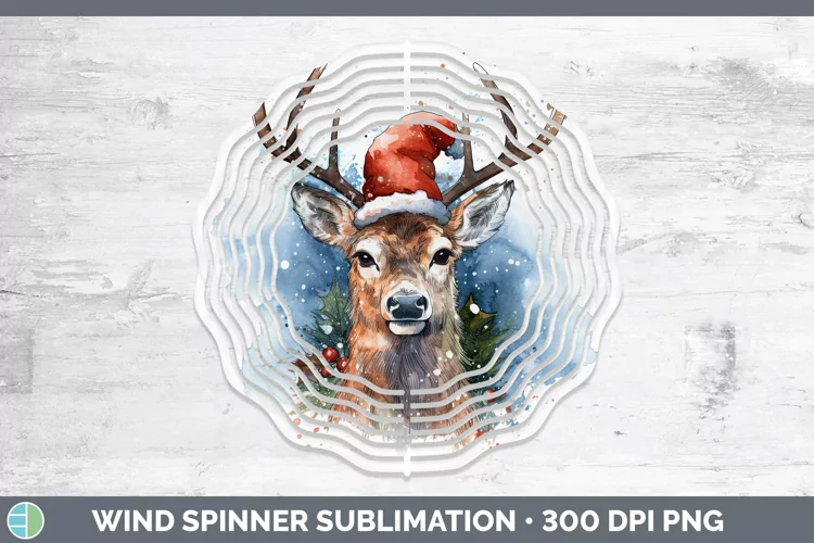 Santa Hat Deer Wind Spinner Sublimation Spinner Designs