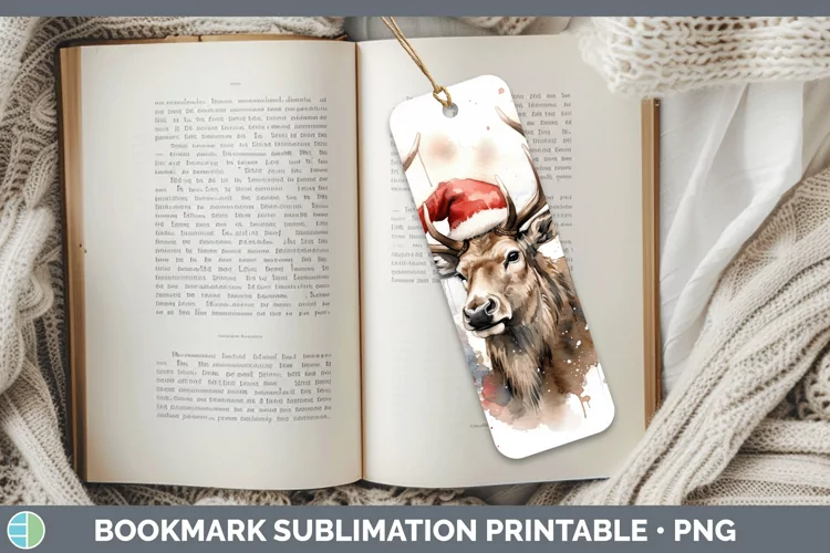 Santa Hat Elk Bookmark Sublimation Printable Designs