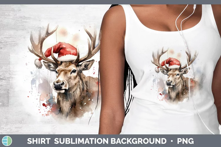 Santa Hat Elk Shirt Sublimation Sublimation Background Desig