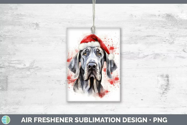 Santa Hat Great Dane Air Freshener Sublimation Car Freshener