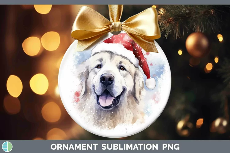 Santa Hat Great Pyrenees Ornament Sublimation Bauble Designs