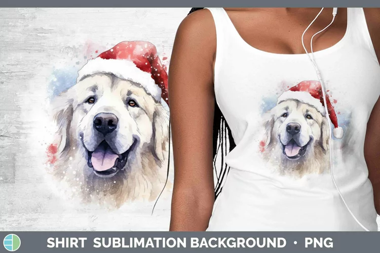 Santa Hat Great Pyrenees Shirt Sublimation Sublimation Backg