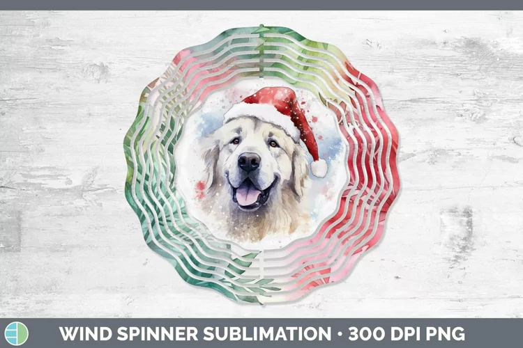 Santa Hat Great Pyrenees Wind Spinner Sublimation Spinner De
