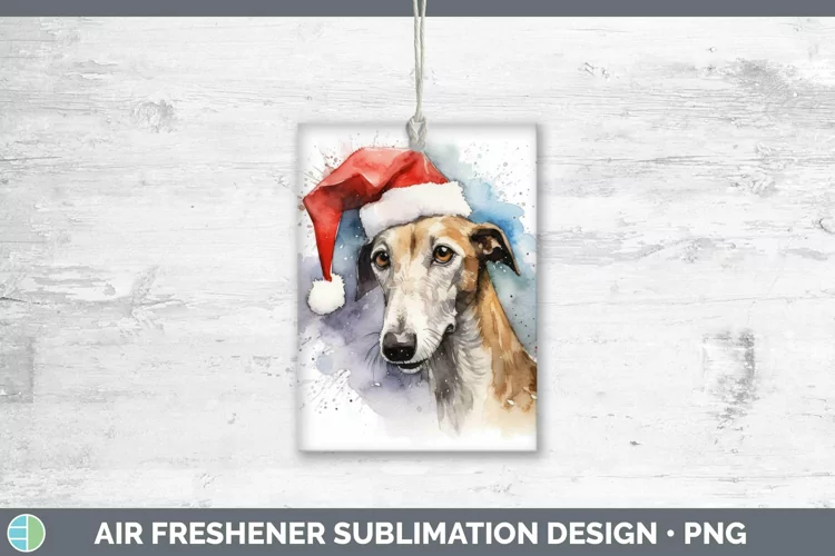 Santa Hat Greyhound Air Freshener Sublimation Car Freshener