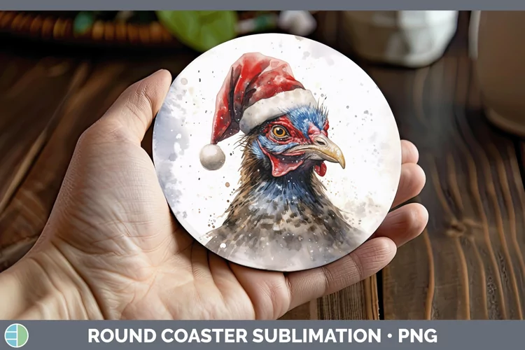 Santa Hat Grouse Round Coaster Sublimation Coaster Designs