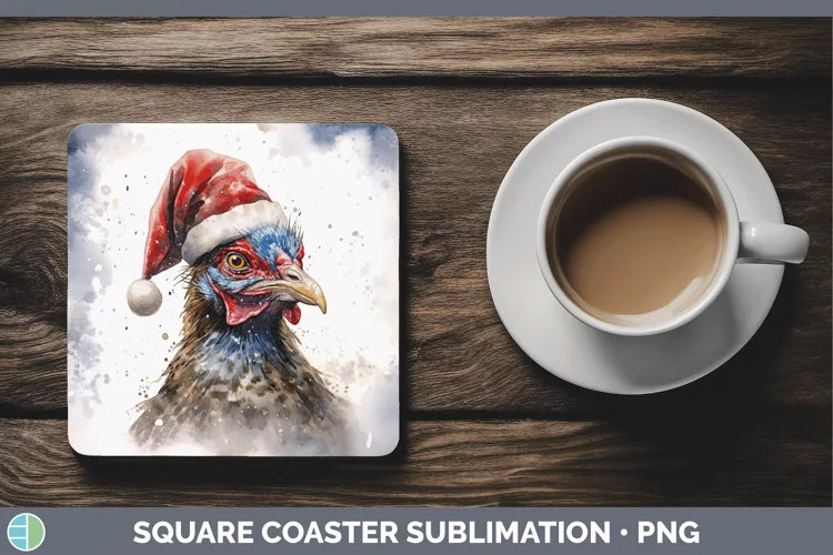 Santa Hat Grouse Square Coaster Sublimation Coaster Designs