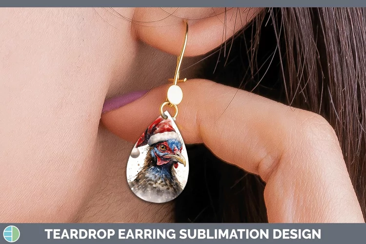 Santa Hat Grouse Teardrop Earrings Sublimation Earrings Desi