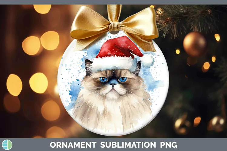 Santa Hat Himalayan Cat Ornament Sublimation Bauble Designs