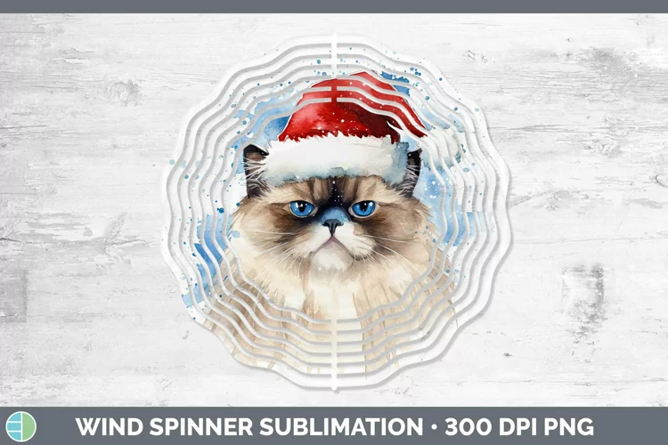 Santa Hat Himalayan Cat Wind Spinner Sublimation Spinner Des