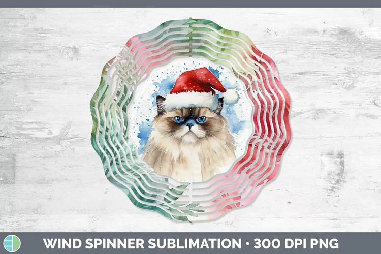 Santa Hat Himalayan Cat Wind Spinner Sublimation Spinner Des