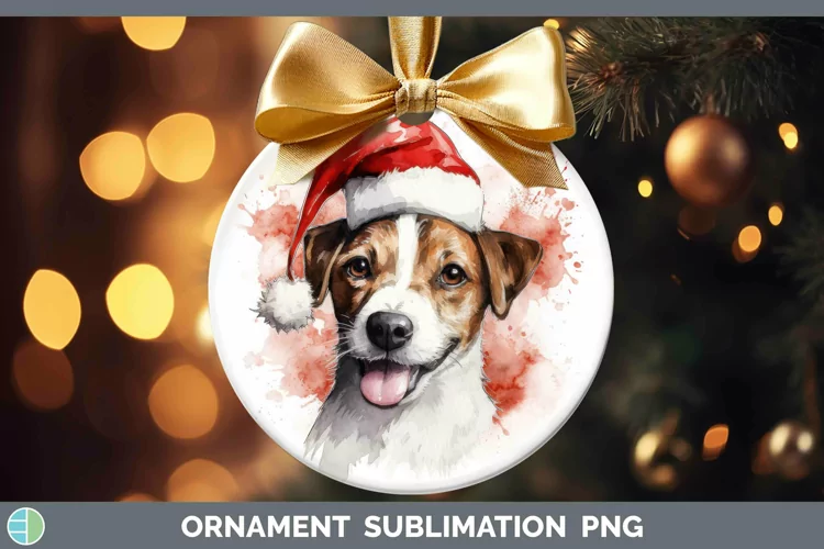 Santa Hat Jack Russell Terrier Ornament Sublimation Bauble D