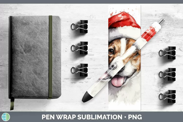 Santa Hat Jack Russell Terrier Pen Wrap Sublimation Epoxy Pe