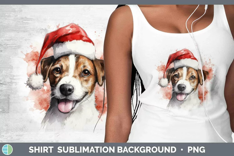 Santa Hat Jack Russell Terrier Shirt Sublimation Sublimation