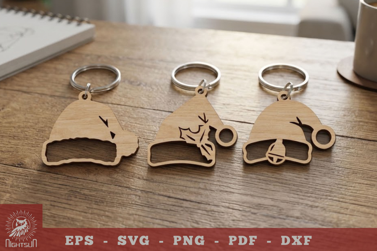 Santa Hat Lasercut Keychain Collection