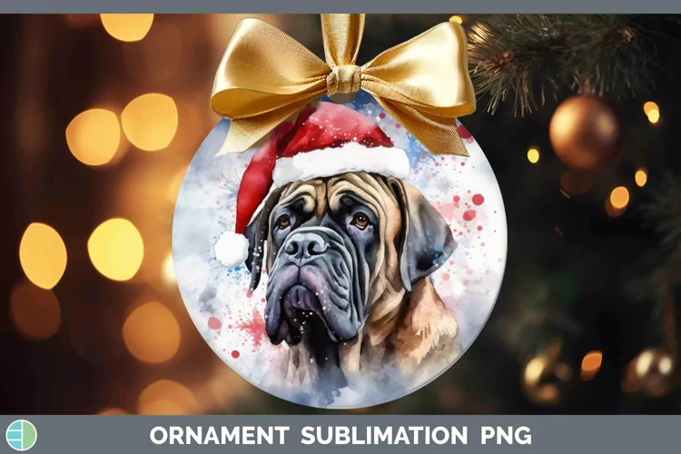 Santa Hat Mastiff Ornament Sublimation Bauble Designs