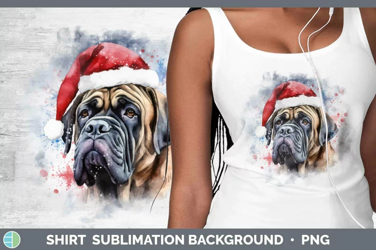 Santa Hat Mastiff Shirt Sublimation Sublimation Background D