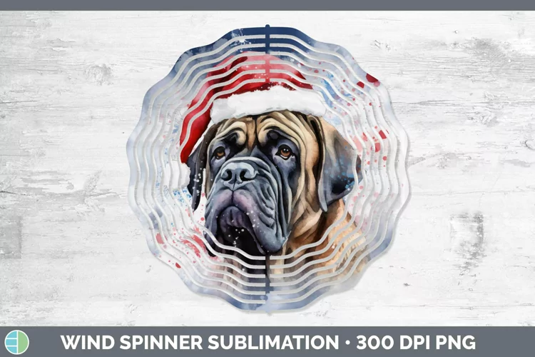 Santa Hat Mastiff Wind Spinner Sublimation Spinner Designs