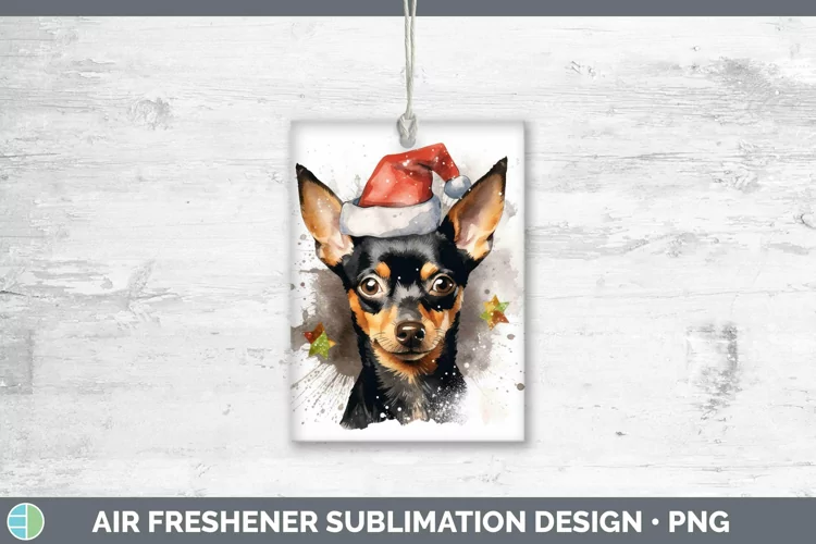 Santa Hat Miniature Pinscher Air Freshener Sublimation Car F
